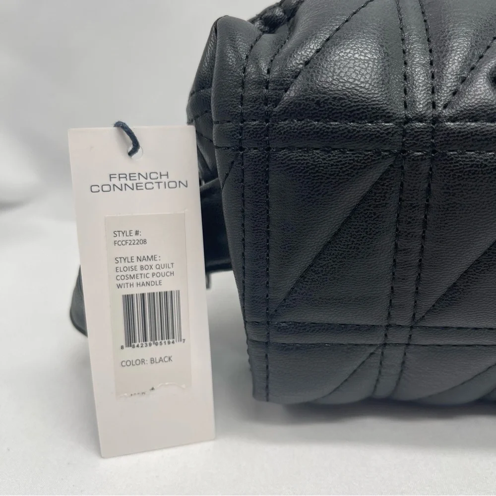 Nwt French Connection Eloise Box Quilt Cosmetic Pouch with Handle
